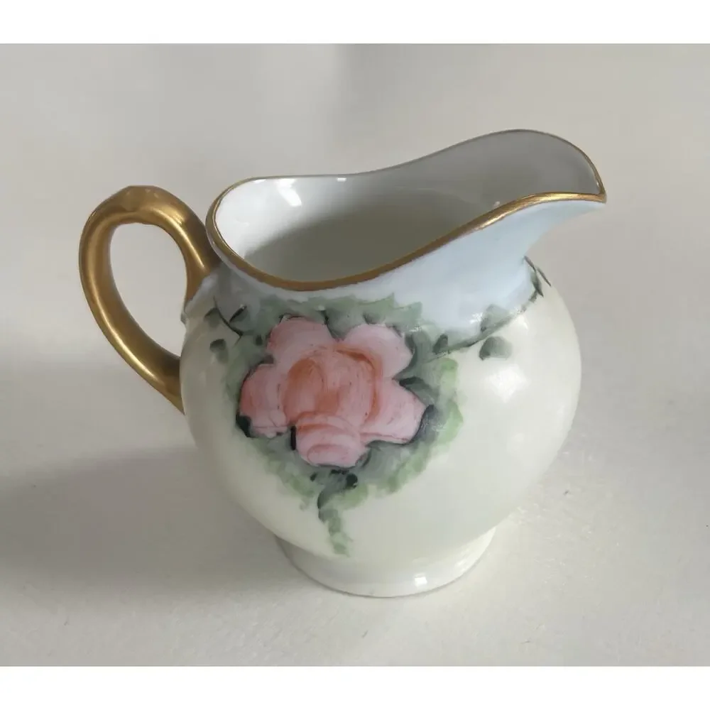Vintage MZ Altrohlau CMR Czech Creamer Catchall Dish Set Deco Pink Blue Floral